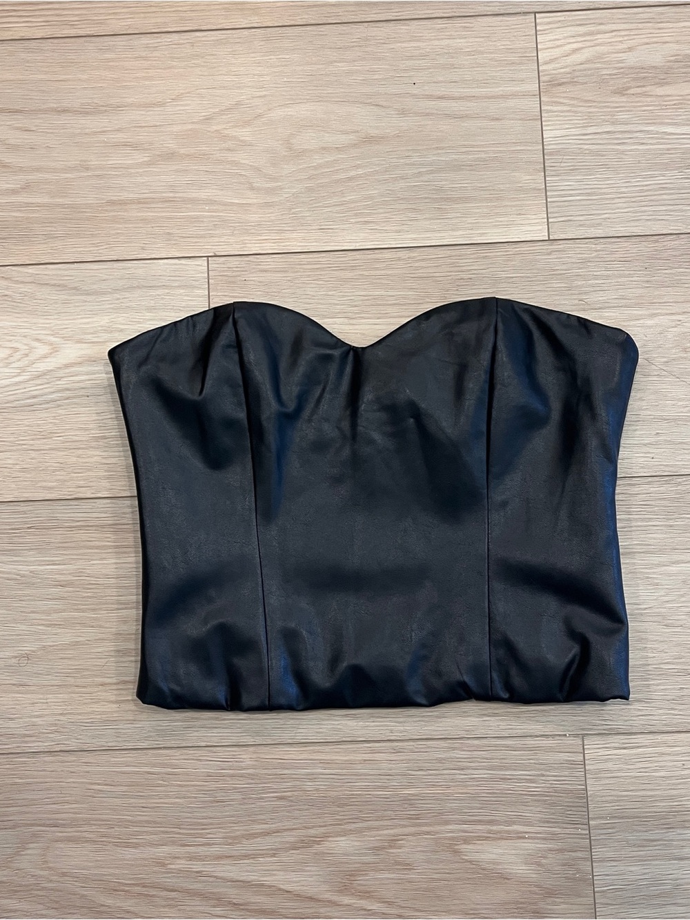 Aritzia Talula Strapless Black Faux-Leather Bustier Corset Top Goth Indie